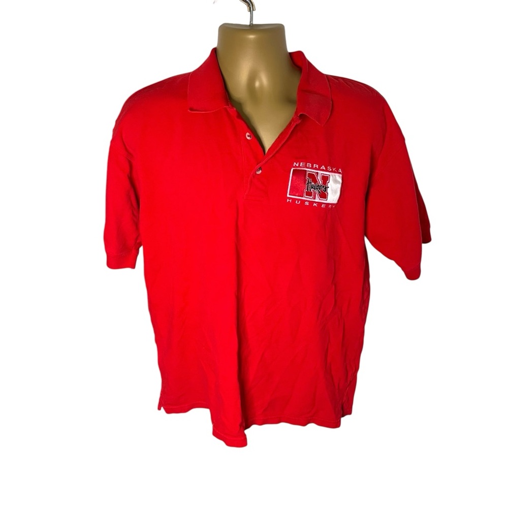 Vintage 90s Y2K Quail Hollow Polo Shirt Nebraska Huskers Embroidered Red L